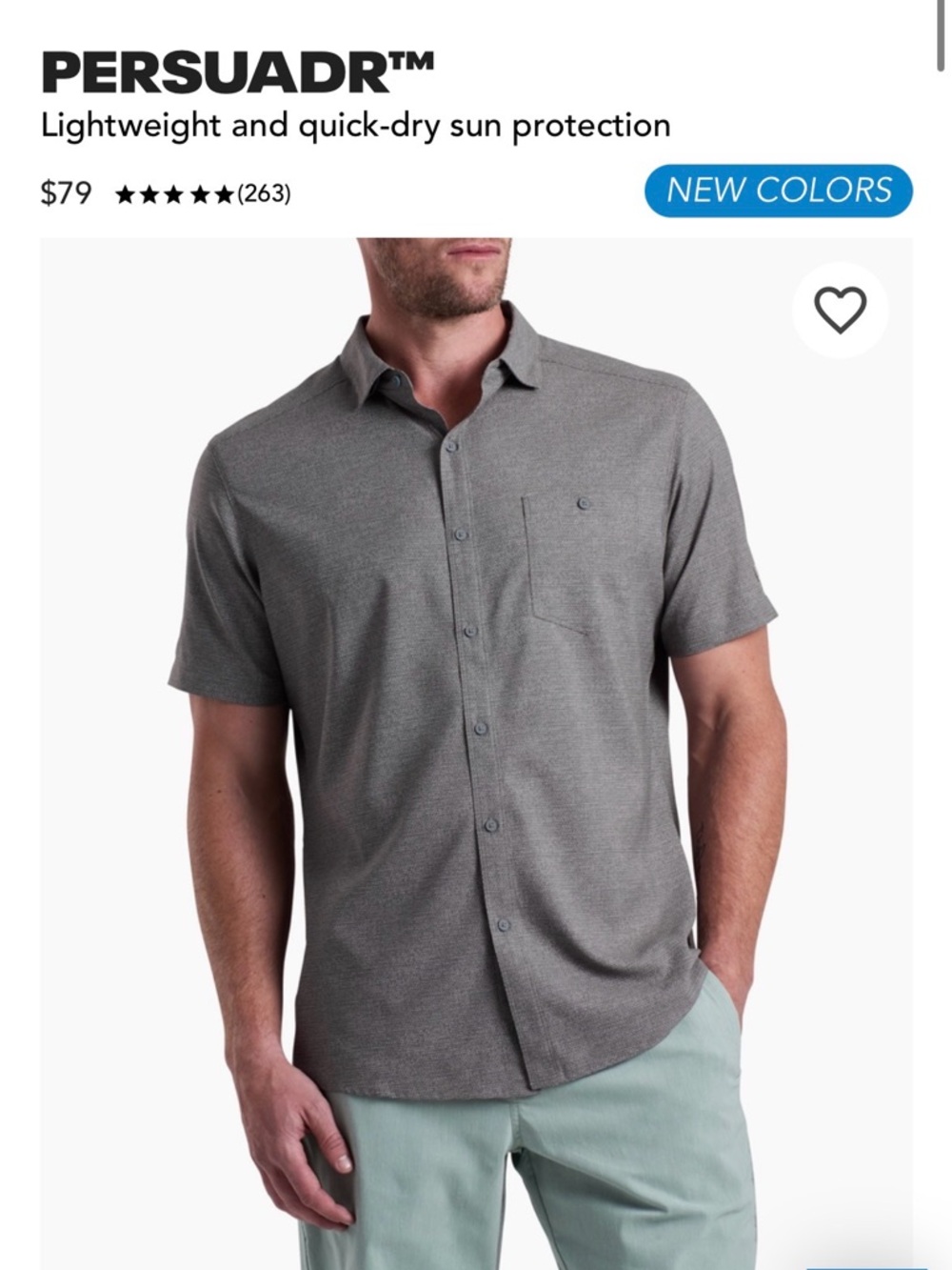 Men's Short Sleeve Button-Up Shirt — Gray
